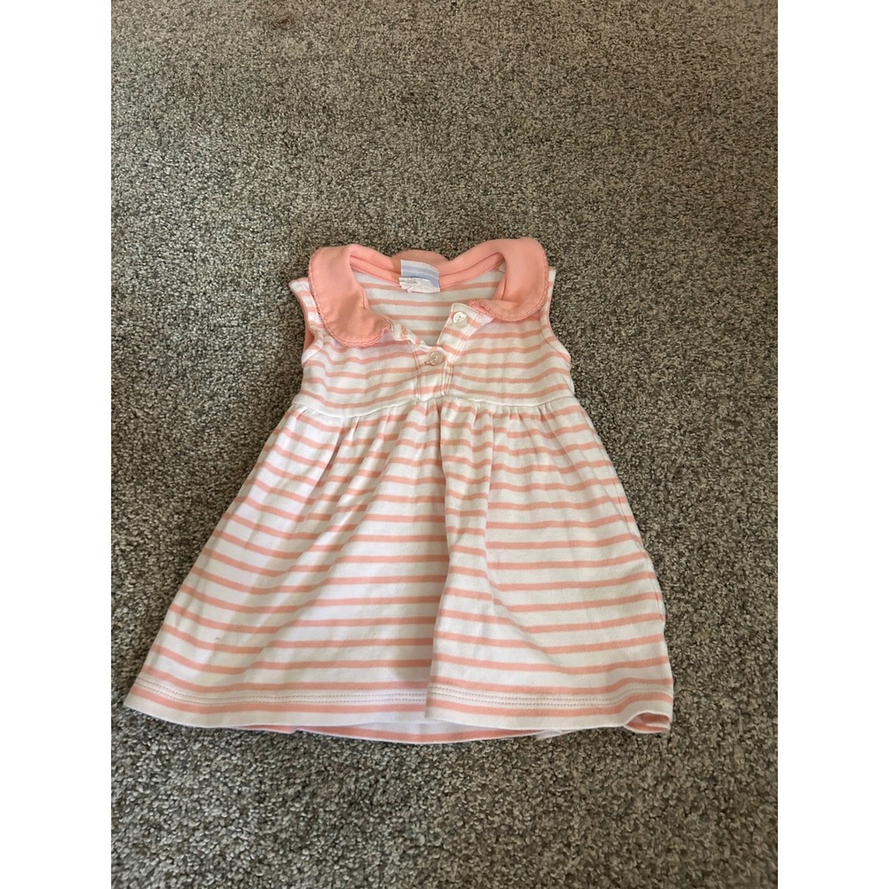 The Bailey Boys Baby Girl Pink White Striped Sleeveless Polo Dress Collar 12M
